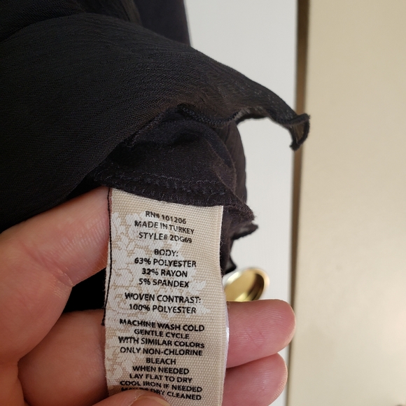 Soft Surroundings Black long sleeve with sheer tiered hem. Size L - Picture 5 of 9